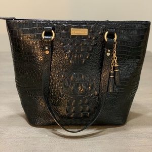 Brahmin Asher Black Croc Tote RARE